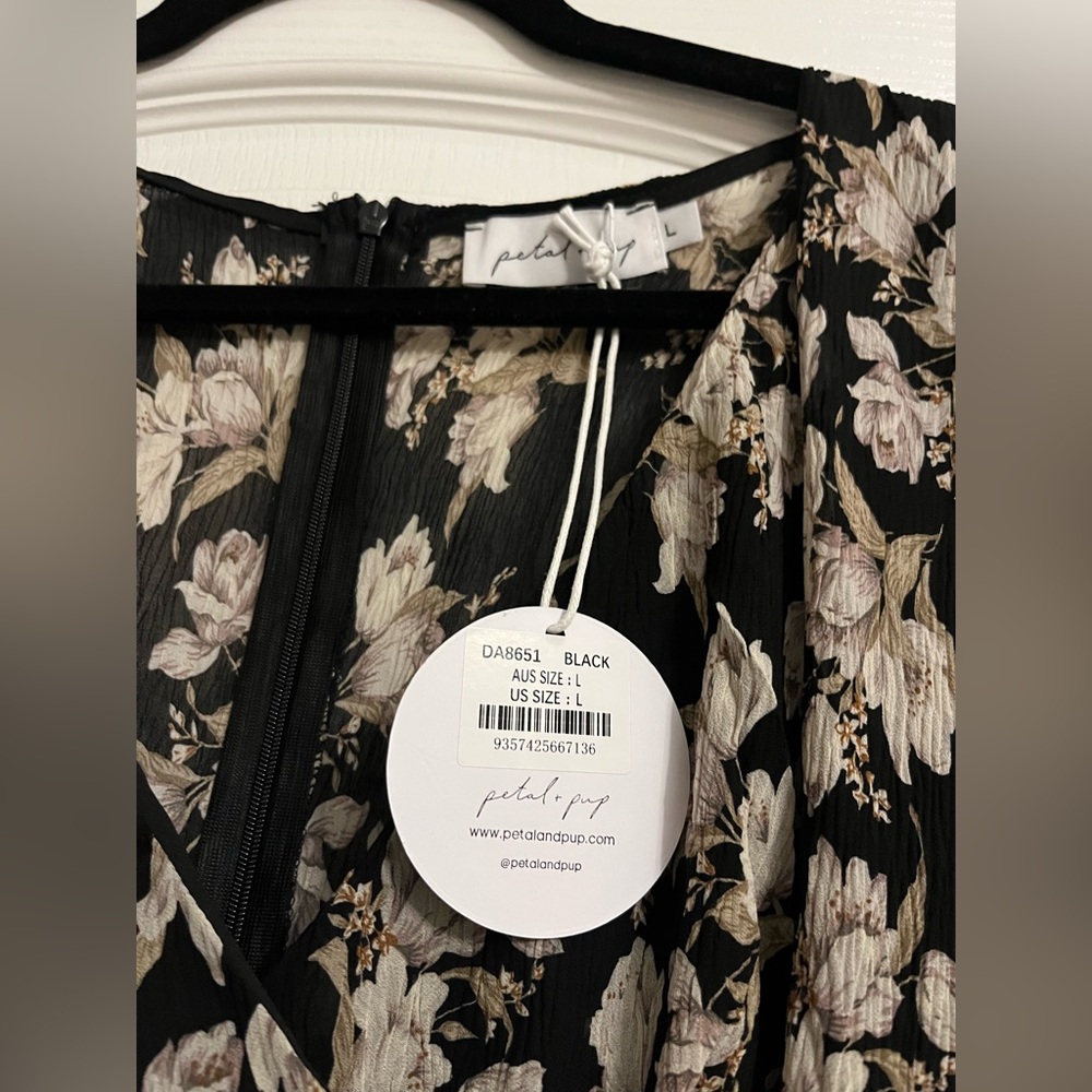 NWT Petal & Pup Adeline Floral Tiered Ruffle Long-Sleeve Feminine Mini Dress - Picture 8 of 12